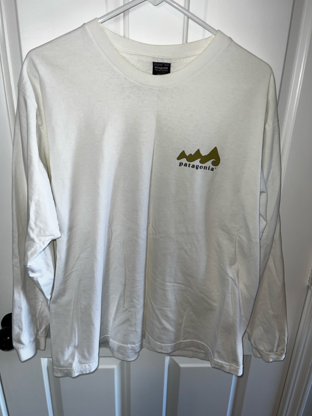 Patagonia White Crewneck Tee with Black Logo Tag